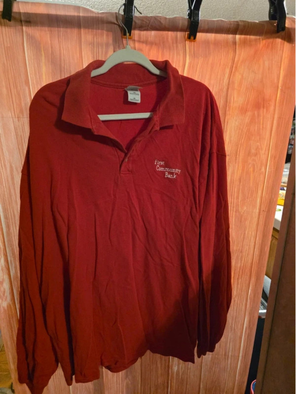 Gildan Ultra Cotton Red Long Sleeve Polo Shirt Heavyweight XXL